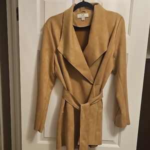 Magaschoni SIZE XL FAUX SUEDE Tan Trench Coat